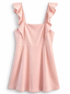 BCBG Paris Fit Flare Mini Dress XL Pink Ruffle Strap Wrap Front